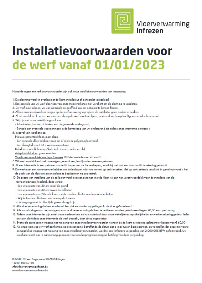 Installatievoorwaarden