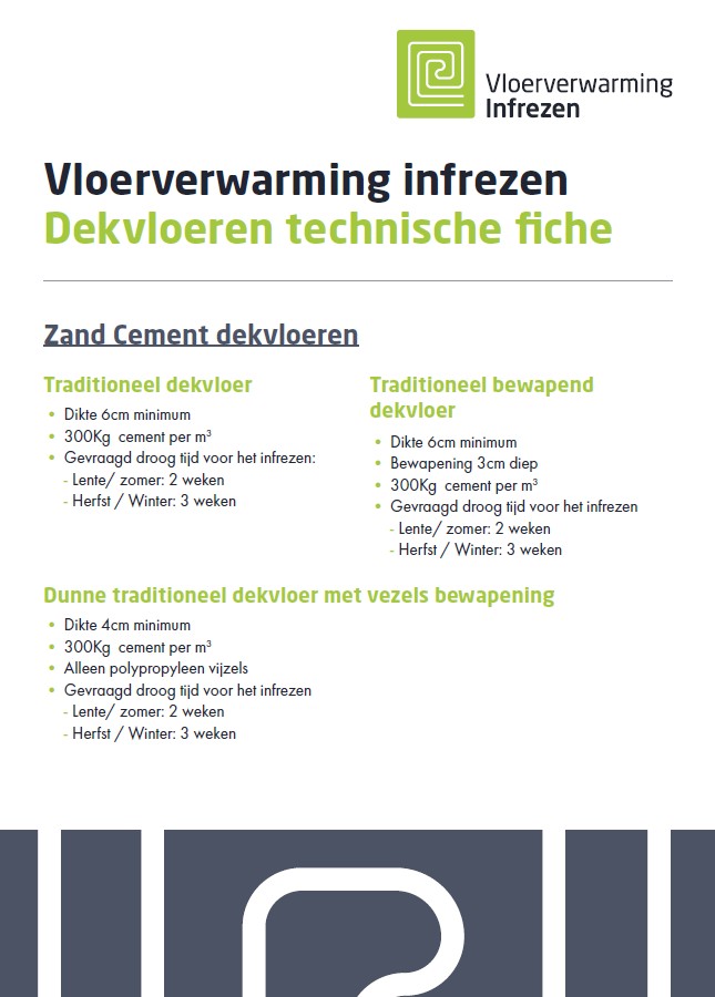 Vloerverwarming infrezen - Technische fiche dekvloeren